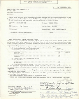 1973 Ringo Starr Signed Capital Records Contract (Beckett)
